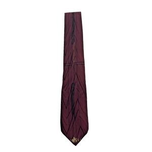 Claude Montana 100% Silk Tie Red Gold Black Abstract Lines Drawing Sketch